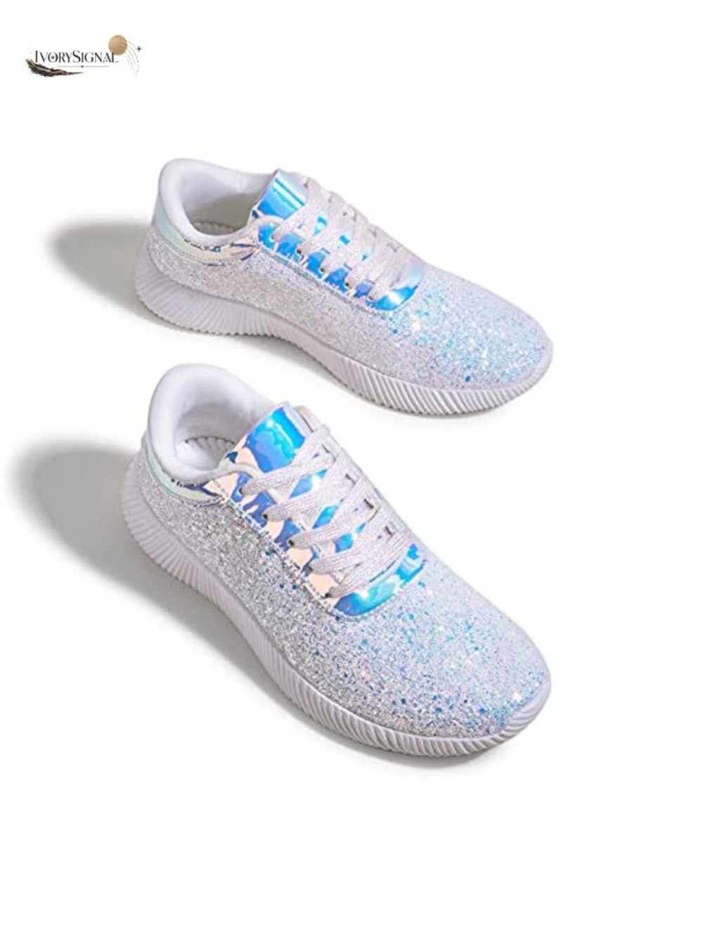 Women Glitter Sparkly Fashion Sneakers Tennis Shoes Lace Up Slip Resistant